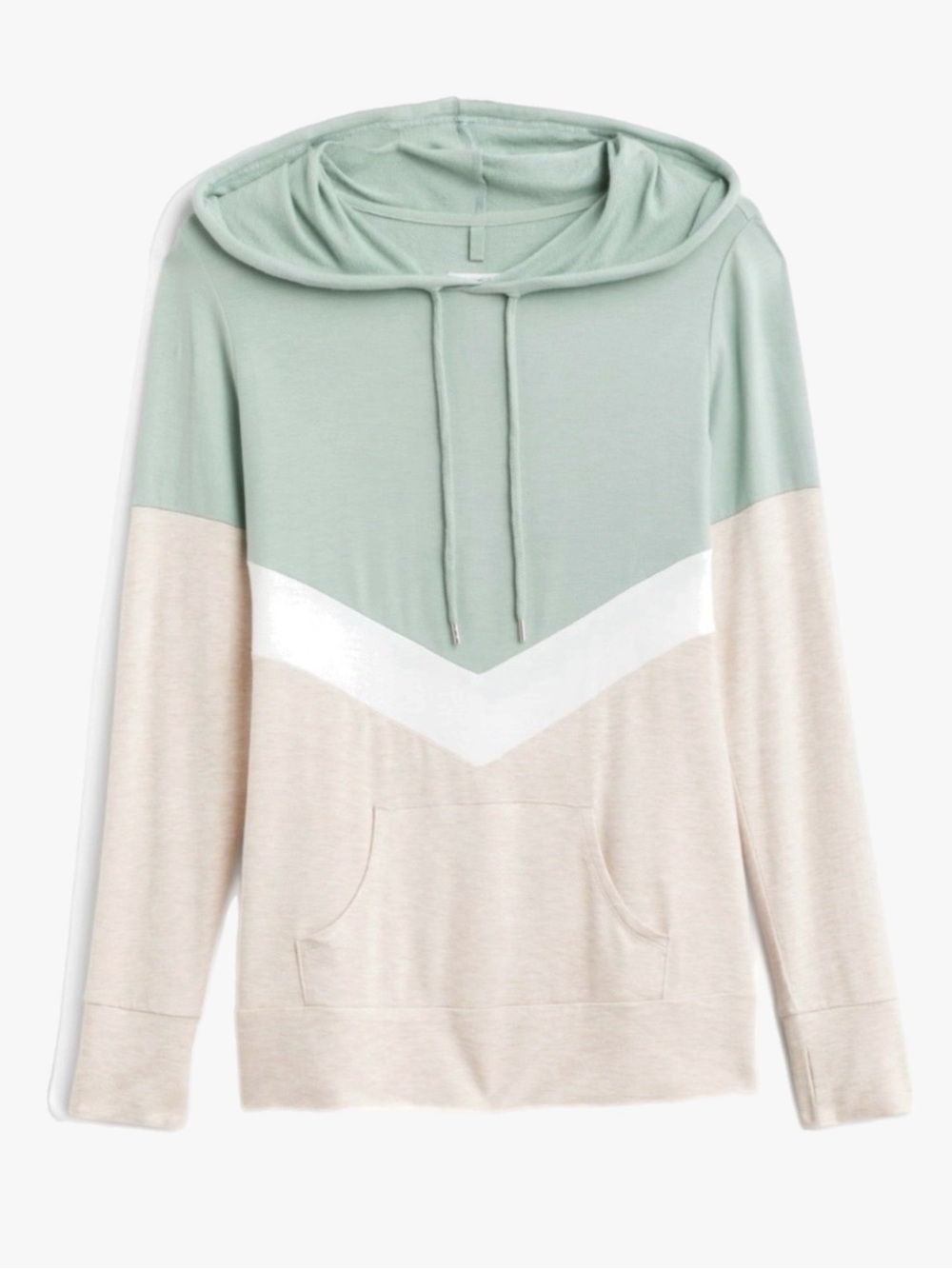 Market & Spruce Mitzi Colorblock Hooded Knit Pullover Thumbhole Top Size Medium - Picture 2 of 9
